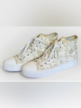 Women’s American Eagle Smiley Design Canvas High Top Shoes 1977 6135-106 Size 10